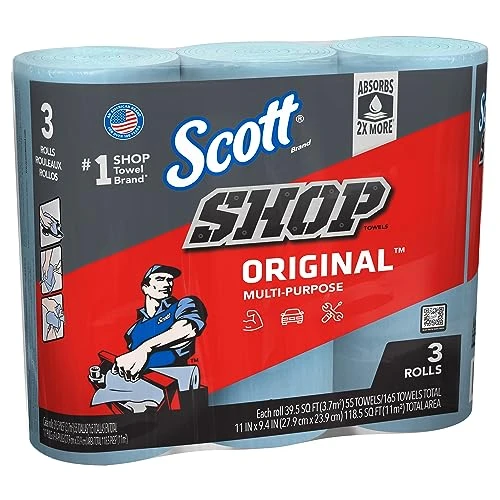 Scott Shop Towels Original (75143), Blue, 55 Towels/Standard Roll, 30 Rolls/Case (10 Bundles Of 3 Rolls), 1,650 Towels/Case 3 Scott Shop Towels Original (75143), Blue, 55 Towels/Standard Roll, 30 Rolls/Case (10 Bundles Of 3 Rolls), 1,650 Towels/Case