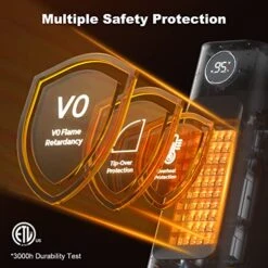 Portable Space Heater For Indoor Use, 1500W Electric Ceramic With 70° Oscillation, 24h Timer, Tip-over & Overheat Protection, Quiet Desk Bedroom Living Room Fireplace, Fast Heating Remote Control -Household Cleaning Supply Store 51WFOTOwkLL