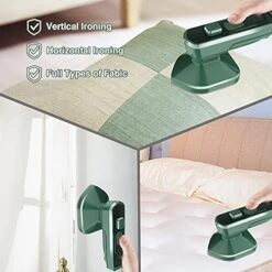 PiAEK Portable Garment Steamer For Clothes, Lightable Professional Fabric Wrinkle Remover For Home & Travel, No Ironing Board Needed - Mini Handheld Steamer Iron (Green) -Household Cleaning Supply Store 51WRbXKCg6S