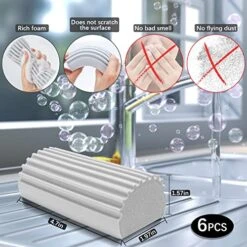 Damp Clean Duster Sponge - LUCHOI Magical Dust Cleaning Sponges, 6-Pack Reusable Household Wet Dusting Sponge For Car Pet Blinds Cleaning, Baseboards, Vents, Mirrors, Glass, Window Track Grooves -Household Cleaning Supply Store 51WlYK5bw3L