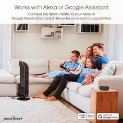 Atomi Smart 25" WiFi Portable Tower Space Heater - 2nd Gen, 1500W, Oscillating, 750 Sq. Ft. Coverage, Works With Alexa & Google Assistant, Beeping Sound Removed -Household Cleaning Supply Store 51XI6pMArhL