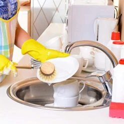 Cosumina Bamboo Kitchen Cleaning Brush Dish Cleaning Brush Long Handle Pan Pot Brush Dish Bowl Washing Cleaning Brush (5) -Household Cleaning Supply Store 51XqEXm7ZFL