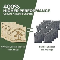 Zensanit 4 Pack Activated Charcoal Odor Absorber 170g/6oz - Nature Fresh Coconut Shell Air Freshener - Fragrance-Free Odor Eliminator For Home Use, Equal 16 Pack Bamboo Charcoal Air Purifying Bag -Household Cleaning Supply Store 51Y7rPB9TOL