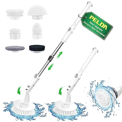 Electric Spin Scrubber, 520RPM Cordless Cleaning Brush With 6 Replaceable Brush Heads & Adjustable Extension Long Handle Power Shower Scrubber For Cleaning Bathroom Tub Grout Floor Wall Sink Tile 3 Electric Spin Scrubber, 520RPM Cordless Cleaning Brush With 6 Replaceable Brush Heads & Adjustable Extension Long Handle Power Shower Scrubber For Cleaning Bathroom Tub Grout Floor Wall Sink Tile