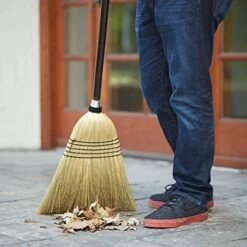 O-Cedar Heavy Duty Corn Broom | Commercial-Grade Indoor And Outdoor Broom To Sweep & Clean Hard Floors| Sturdy Wooden Handle For Strength & Durability, Yellow, Black, 1 Count -Household Cleaning Supply Store 51aLwe4ynpL