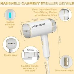 ADOTOCAM Steamer For Clothes, Portable & Compact 1200W Garment Steamer, 30 Seconds Fast Heat Up, With 170ml Large Water Tank, Portable Steamer For Clothes Travel Mini For Home And Travel -Household Cleaning Supply Store 51bAkIdagKL