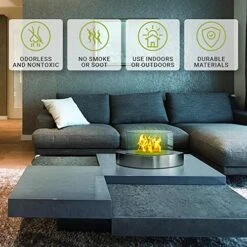 Anywhere Fireplace Lexington Tabletop Fireplace, Portable Ventless Liquid Bio-Ethanol Fireplace, Modern Elegant Tabletop Smokeless Fire Feature For Indoor Or Outdoor Use (Stainless Steel)