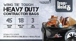 Iron-Hold - 1416608 Contractor Trash Bags - 45 Gallon, 3 Mil - Heavy Duty Industrial Strength, 18ct -Household Cleaning Supply Store 51bwMDuwteL