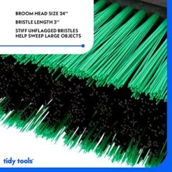 Tidy Tools 24'' Push Broom Outdoor With Long Handle Wide Stiff Bristles Heavy-Duty Brush Commercial Shop Broom For Cleaning Garage Kitchen Patio Bathroom Deck Concrete Wood Stone Tile Floor, Green -Household Cleaning Supply Store 51cVmHgdXdL