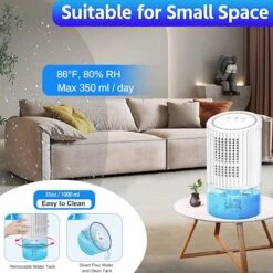 Dehumidifiers For Home - 35oz Bathroom Dehumidifier Portable Small Dehumidifier With Auto Defrost Function,2 Working Modes,Smart Auto-Off,Ultra Quiet For Bedroom,Basement,Room,Wardrobe,Kitchen - White -Household Cleaning Supply Store 51coa0Hi7zL