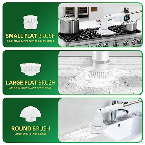 Electric Spin Scrubber, 520RPM Cordless Cleaning Brush With 6 Replaceable Brush Heads & Adjustable Extension Long Handle Power Shower Scrubber For Cleaning Bathroom Tub Grout Floor Wall Sink Tile 5 Electric Spin Scrubber, 520RPM Cordless Cleaning Brush With 6 Replaceable Brush Heads & Adjustable Extension Long Handle Power Shower Scrubber For Cleaning Bathroom Tub Grout Floor Wall Sink Tile - Image 3
