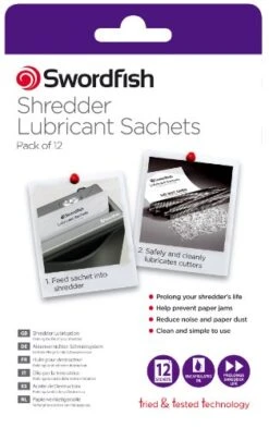 Swordfish Shredder Oil Lubrication Sachets - Suitable For All Paper Shredders (Pack Of 12) Ref 40015