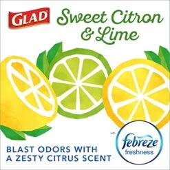 Glad OdorShield Small Drawstring Trash Bags, Sweet Citron & Lime, 80 Count