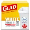 Glad White Garbage Bags - X-Small 15 Litres - Febreze Fresh Clean Scent, 52 Trash Bags