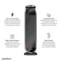 Atomi Smart 25" WiFi Portable Tower Space Heater - 2nd Gen, 1500W, Oscillating, 750 Sq. Ft. Coverage, Works With Alexa & Google Assistant, Beeping Sound Removed -Household Cleaning Supply Store 51g5ZbWVUFL