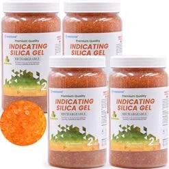Wisesorb 2LBS [1 Quart] Premium Silica Gel Desiccant [Orange To Dark Green, Industry Standard 2-4 Mm], Indicatong Desiccant Beads, Reusable Moisture Absorber Beads For Storage -Household Cleaning Supply Store 51giTYAEdRL