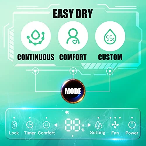 Domdre 4,500 Sq.Ft Energy Star Dehumidifier For Basement With Reusable Air Filter, 50 Pint Dehumidifiers For Home Large Room With Continuous Custom Comfort Modes 6 Domdre 4,500 Sq.Ft Energy Star Dehumidifier For Basement With Reusable Air Filter, 50 Pint Dehumidifiers For Home Large Room With Continuous Custom Comfort Modes - Image 4