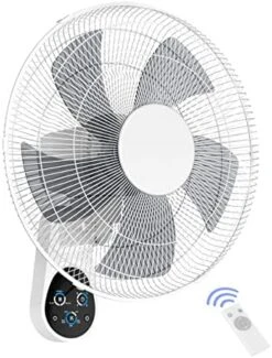 Mirdred Wall Mount Fan, 16 Inch 5 Blades 5 Speeds Wall Fan With Remote Control, 90 Degree 8 Hour Timer Oscillating Fan For Bedroom Home Kitchen Gym Yoga Pilates Studio Glass Sunshine Room -Household Cleaning Supply Store 51h3dV6KML. AC