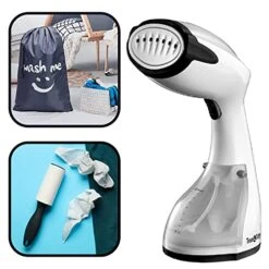 Power Steam Press Handheld Garment Steamer With Bonus Extra Large Laundry Bag And Lint Roller