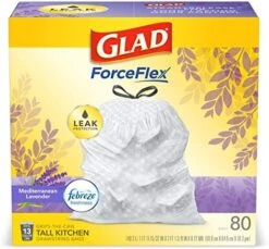Glad OdorShield Tall Kitchen Drawstring Trash Bags - Febreze Mediterranean Lavender - 13 Gallon - 80 Count -Household Cleaning Supply Store 51hfDDN RoL. AC