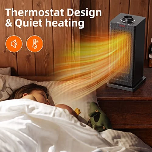 Space Heater, Portable Electric Heater For Bedroom, Ceramic Heater With Thermostat & 90° Oscillation For Large Room Indoor Use, Safe For Children And Pets With Tip-Over & Overheat Protection 7 Space Heater, Portable Electric Heater For Bedroom, Ceramic Heater With Thermostat & 90° Oscillation For Large Room Indoor Use, Safe For Children And Pets With Tip-Over & Overheat Protection - Image 5
