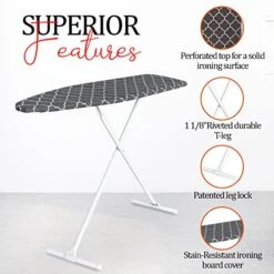 Tidy Zebra Space Saving Ironing Board Made In USA – Compact Standard Ironing Table With Extra Thick Cotton Ironing Boards Cover – Collapsible Ironing Board For Easy Storage Height Adjustable (13x53) -Household Cleaning Supply Store 51iTHpOE2mL