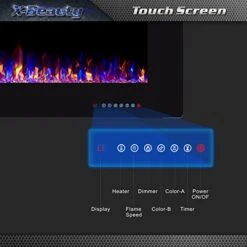 Xbeauty 60" Electric Fireplace In-Wall Recessed And Wall Mounted 1500W Fireplace Heater And Linear Fireplace With Timer/Multicolor Flames/Touch Screen/Remote Control (Black) -Household Cleaning Supply Store 51il9rOGflL