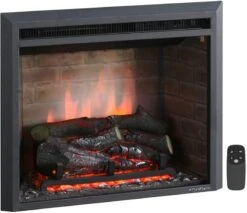 PuraFlame Western Electric Fireplace Insert With Fire Crackling Sound, Remote Control, 750/1500W, Black, 33 1/16 Inches Wide, 25 9/16 Inches High -Household Cleaning Supply Store 51jGv61eFqL. AC