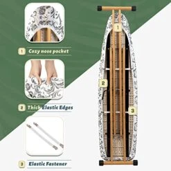 OX DESIGN Ironing Board Cover And Pad,Extra Thick Ironing Board Cover With Ironing Mat,Titanium Coating Padding With Elasticized Edges And 2 Fasteners,Scorch And Stain Resistant,15"X54",Gray Floral -Household Cleaning Supply Store 51jbfXSzJsL