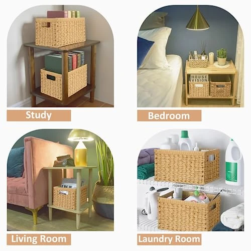 GRANNY SAYS Wicker Storage Baskets, Woven Baskets For Shelves, Waterproof Bathroom Baskets For Organizing, Wicker Baskets With Handles, Nature, 2-Pack 6 GRANNY SAYS Wicker Storage Baskets, Woven Baskets For Shelves, Waterproof Bathroom Baskets For Organizing, Wicker Baskets With Handles, Nature, 2-Pack - Image 4