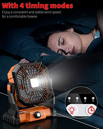 Personal Fan Camping Fan Rechargeable,20000mAh Battery Powered Fan With LED Lantern,270°Head Rotation,Battery Operated Small Table Fan Portable,USB Desk Fans With Hanging Hook For Travel Picnic Office 7 Personal Fan Camping Fan Rechargeable,20000mAh Battery Powered Fan With LED Lantern,270°Head Rotation,Battery Operated Small Table Fan Portable,USB Desk Fans With Hanging Hook For Travel Picnic Office - Image 5