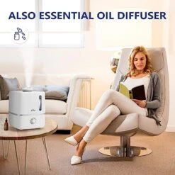 Bear Humidifiers For Bedroom, 3L Quiet Cool Mist Humidifier With 360° Nozzle, Essential Oil Diffuser, Rapid Ultrasonic Humidifier For Baby Nursery And Plant, Auto Shut-Off, 25H Work Time, White -Household Cleaning Supply Store 51kVPDUtsrL
