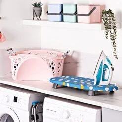 Minky Homecare Therma-Lite Space Saver Table Top Ironing Board (27.5 X 13.3 Inches) Lightweight, Compact, Flat-Folding Feet, Steam Iron Table. Ideal For Condos & Trailers, Blue Spots -Household Cleaning Supply Store 51khHrrkCOL