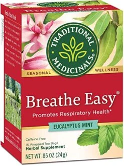 Traditional Medicinals Breathe Easy Eucalyptus Mint Herbal Tea, Promotes Respiratory Health, (Pack Of 4) - 64 Tea Bags Total -Household Cleaning Supply Store 51krs9BGvFL 1