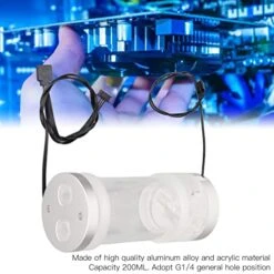 200ML PC Water Cooling Tank, Acrylic Cylinder Water Reservoir Tank With RGB Lighting Effects, Temperature Display For PC Computer, Adopts G1/4 General Hole Position(Silver White Temperature Display) -Household Cleaning Supply Store 51lAkZy2ZKL