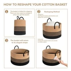 INDRESSME XXXLarge Woven Rope Basket 21" X 14" Blanket Storage Basket With Long Handles Decorative Clothes Hamper Basket Extra Large Baskets For Blankets Pillows 23 INDRESSME XXXLarge Woven Rope Basket 21" X 14" Blanket Storage Basket With Long Handles Decorative Clothes Hamper Basket Extra Large Baskets For Blankets Pillows -Household Cleaning Supply Store 51lNXIlMoPL