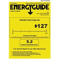 RCA RACP1240-WF-6COM 12,000 Smart Portable Air Conditioner With Wifi, Dehumidifier And Remote Control, AC For Living, Bedroom, Small/Medium Rooms In White, 12000 BTU