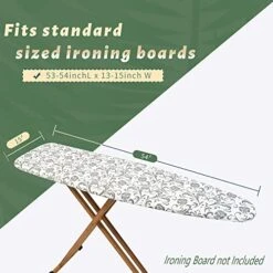OX DESIGN Ironing Board Cover And Pad,Extra Thick Ironing Board Cover With Ironing Mat,Titanium Coating Padding With Elasticized Edges And 2 Fasteners,Scorch And Stain Resistant,15"X54",Gray Floral -Household Cleaning Supply Store 51lqScb55ZL