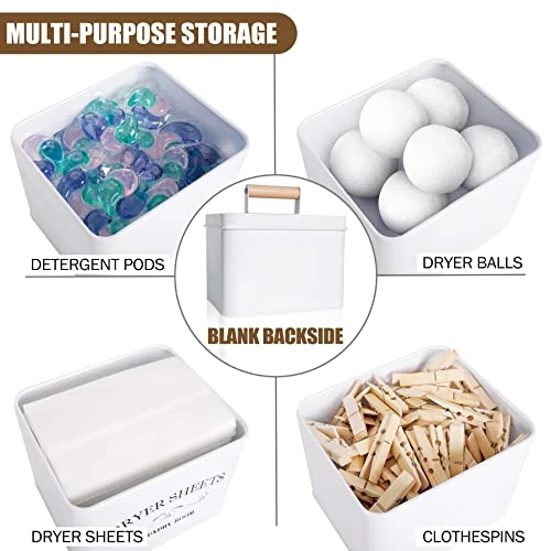Mustry Dryer Sheet Holder, Decorative Laundry Room Organization Container And Storage, White Farmhouse Laundry Pods Container Holds Over 240 Dryer Sheets And 81 Laundry Pods 8 Mustry Dryer Sheet Holder, Decorative Laundry Room Organization Container And Storage, White Farmhouse Laundry Pods Container Holds Over 240 Dryer Sheets And 81 Laundry Pods - Image 6