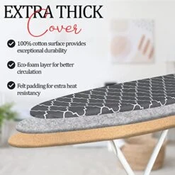 Tidy Zebra Space Saving Ironing Board Made In USA – Compact Standard Ironing Table With Extra Thick Cotton Ironing Boards Cover – Collapsible Ironing Board For Easy Storage Height Adjustable (13x53) -Household Cleaning Supply Store 51mpXiTIGsL