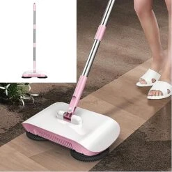 Hand Push Sweeper 3 In 1 Design, 360° Range Of Motion, Soft & Thick Brush+Microfiber Mop, One-Handed Operation, Household Lazy Sweeping Mopping Tool Hand Push Household Lazy Sweeper For Floor