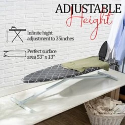 Tidy Zebra Space Saving Ironing Board Made In USA – Compact Standard Ironing Table With Extra Thick Cotton Ironing Boards Cover – Collapsible Ironing Board For Easy Storage Height Adjustable (13x53) -Household Cleaning Supply Store 51nAiIUWO8L