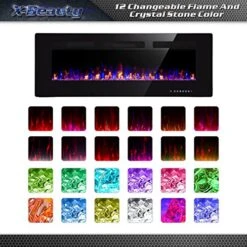 Xbeauty 60" Electric Fireplace In-Wall Recessed And Wall Mounted 1500W Fireplace Heater And Linear Fireplace With Timer/Multicolor Flames/Touch Screen/Remote Control (Black) -Household Cleaning Supply Store 51nN35WFSFL
