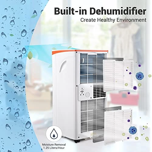 Yescom 10,000 BTU Portable Air Conditioner For Rooms Up To 300 Sq. Ft Compact Home AC Unit With Built-in Dehumidifier & Fan & Sleep Modes Remote Control Dust Cover Window Mount Kit For Home/Office 5 Yescom 10,000 BTU Portable Air Conditioner For Rooms Up To 300 Sq. Ft Compact Home AC Unit With Built-in Dehumidifier & Fan & Sleep Modes Remote Control Dust Cover Window Mount Kit For Home/Office - Image 3