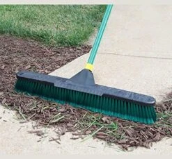 Quickie Bulldozer 24-Inch Multi-Surface Push Broom, Size: 60 Wood Handle With Swivel Hang-up Feature. 15/16-inch Diameter Handle, Green - With Scraper -Household Cleaning Supply Store 51naNWeMW9L. AC