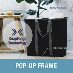 CleverMade Collapsible Laundry Basket, Large Foldable Clothes Hamper Bag, Laundry Tote Carry All Bin XL Pop-Up Caddy With Handles, Cream/Charcoal, 2 Pack -Household Cleaning Supply Store 51o5YcvjhEL