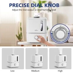 Bear Humidifiers For Bedroom, 3L Quiet Cool Mist Humidifier With 360° Nozzle, Essential Oil Diffuser, Rapid Ultrasonic Humidifier For Baby Nursery And Plant, Auto Shut-Off, 25H Work Time, White