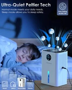 Dehumidifiers, 63OZ Dehumidifiers For Home With Auto Defrosting, Ultra-Quiet Sleep Mode, 7 Colorful LED Light, (500 Sq. Ft) Small Dehumidifier For Bathroom, Basement, Bedroom, RV, Closet -Household Cleaning Supply Store 51pVj0ZXsyL