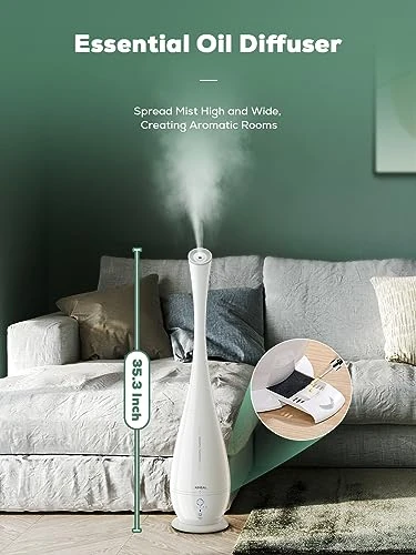 Aiheal Humidifier For Bedroom, 5L Cool Mist Floor Humidifiers For Large Room, Quiet Ultrasonic Humidifier With Smart Humidistat Mode And Essential Oil Diffuser, Baby Humidifiers With Sleep Mode, White 7 Aiheal Humidifier For Bedroom, 5L Cool Mist Floor Humidifiers For Large Room, Quiet Ultrasonic Humidifier With Smart Humidistat Mode And Essential Oil Diffuser, Baby Humidifiers With Sleep Mode, White - Image 5