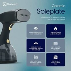Electrolux Portable Handheld Garment And Fabric Steamer 1500 Watts, Quick Heat Ceramic Plate Steam Nozzle, 2 In 1 Fabric Wrinkle Remover And Clothing Iron, With Fabric, Lint Brush, And Steam Nozzle -Household Cleaning Supply Store 51q1UdO2BwL